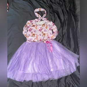 Girls 7/8 Lavender Tulle Winter Animals Dress and Headband